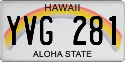 HI license plate YVG281
