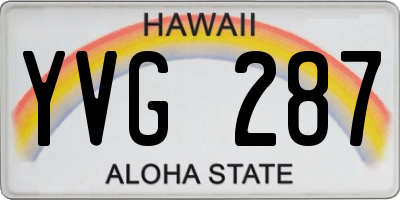 HI license plate YVG287