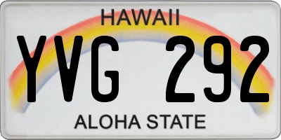 HI license plate YVG292