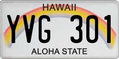 HI license plate YVG301