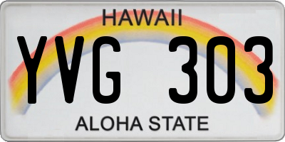 HI license plate YVG303