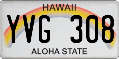 HI license plate YVG308