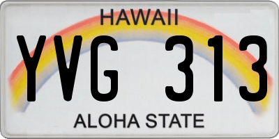 HI license plate YVG313