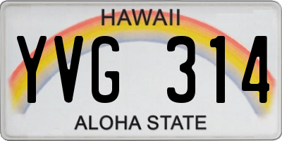 HI license plate YVG314