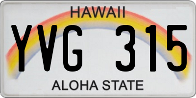 HI license plate YVG315