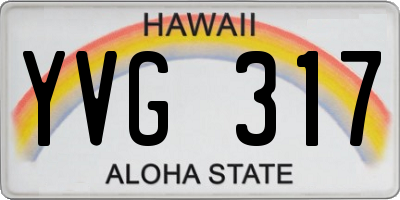 HI license plate YVG317