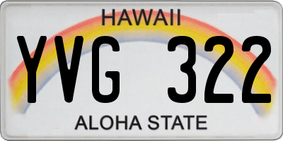 HI license plate YVG322