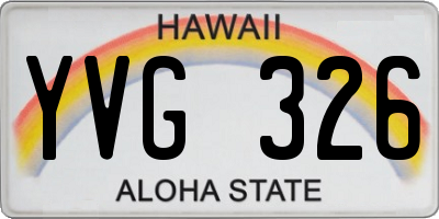 HI license plate YVG326