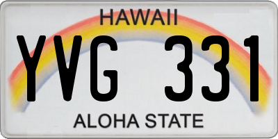 HI license plate YVG331
