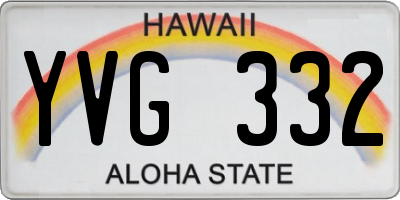 HI license plate YVG332