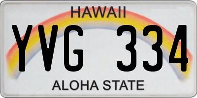 HI license plate YVG334