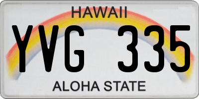 HI license plate YVG335