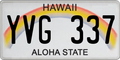 HI license plate YVG337