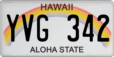 HI license plate YVG342