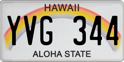 HI license plate YVG344