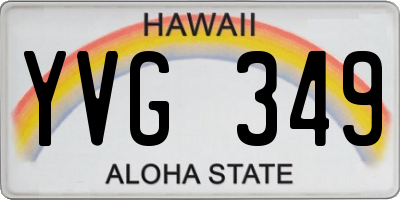 HI license plate YVG349