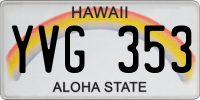 HI license plate YVG353