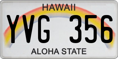 HI license plate YVG356