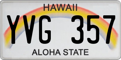 HI license plate YVG357