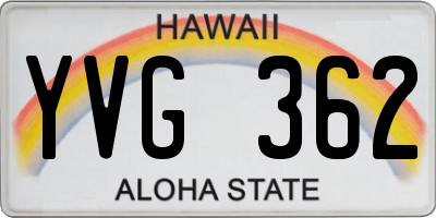 HI license plate YVG362
