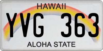 HI license plate YVG363