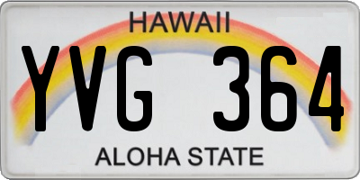 HI license plate YVG364