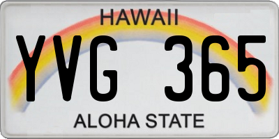 HI license plate YVG365