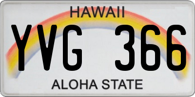 HI license plate YVG366