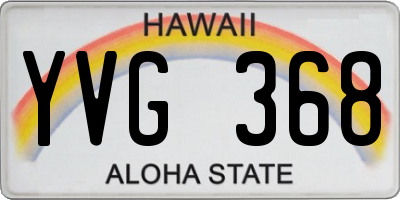 HI license plate YVG368