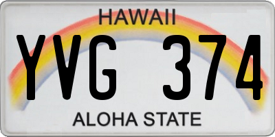 HI license plate YVG374