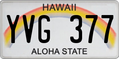HI license plate YVG377