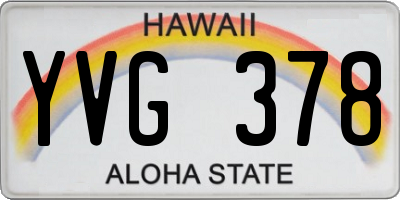 HI license plate YVG378