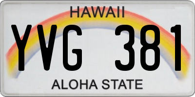 HI license plate YVG381