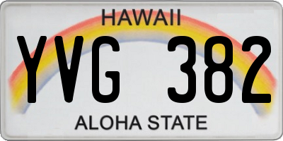 HI license plate YVG382