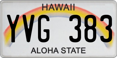 HI license plate YVG383