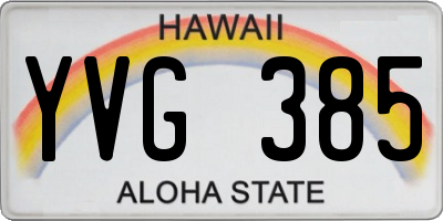 HI license plate YVG385