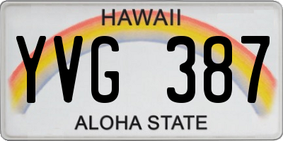 HI license plate YVG387