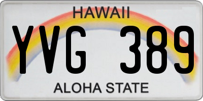 HI license plate YVG389