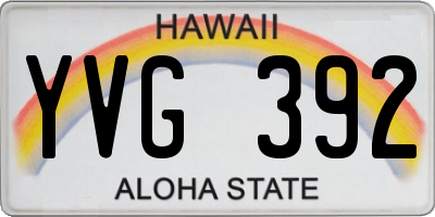 HI license plate YVG392