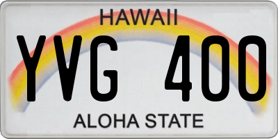 HI license plate YVG400