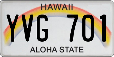 HI license plate YVG701