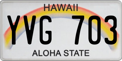 HI license plate YVG703