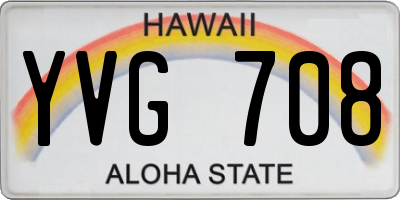 HI license plate YVG708