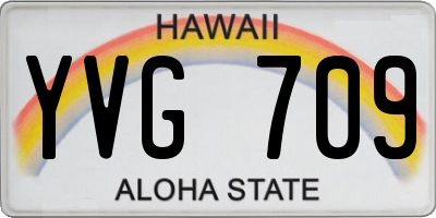 HI license plate YVG709