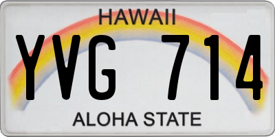 HI license plate YVG714