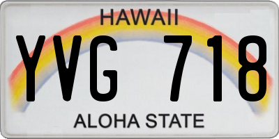 HI license plate YVG718
