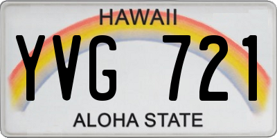 HI license plate YVG721