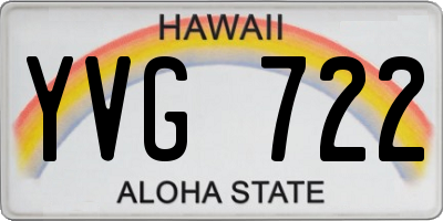 HI license plate YVG722
