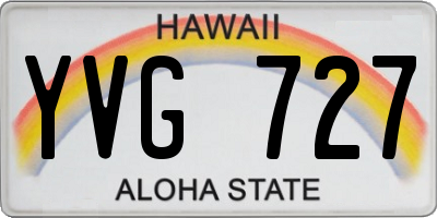 HI license plate YVG727