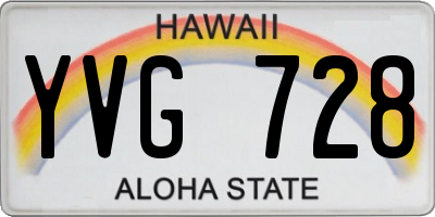 HI license plate YVG728